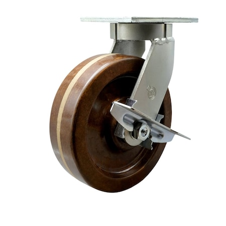 Service Caster 12'' Extra Heavy Duty High Temp Phenolic Wheel Swivel Caster with Brake CRAN-SCC-KP92S1230-PHRHT-SLB